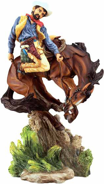 Bronco Buster Cowboy Sculpture Hand painted coloring